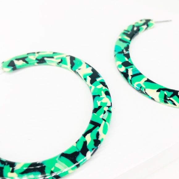 Hoop Earrings in Turquoise - Picture 2 of 7